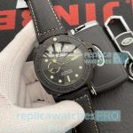 Best Quality Copy Panerai Submersible Black Dial Black Leather Strap Men's Watch